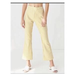 Urban Outfitters Yellow White Gingham Plaid Flare Pants Size Small